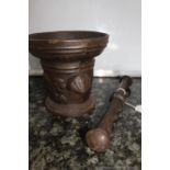 19th Century cast iron mortar and pestle,