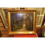 20th Century woodland scene in ornate frame, insigned,