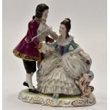 A Royal Dresden figural group of 18th Century style lovers,