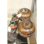 A pair of Japanese Cloisonné ovoid covered vases and another pair of vases (SD) (4)