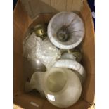 Box of early 20th Century glass light shades