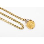 An 1887 half sovereign pendant with 9ct gold mount,