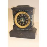 A 19th Century black slate and marble clock