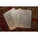 Collection of fourteen original copper engraved printing plates, each plate coated with zinc,