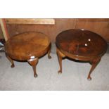 Two 20th Century coffee tables, one in walnut, the other in mahogany,