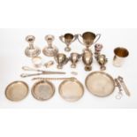 A quantity of silver plate, EPNS, white metal including small trophies, ash trays,