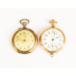 Two ladies pocket watches, including Waltham, 9ct gold version, numbers and subsidiary dial,