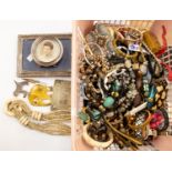 Quantity of costume jewellery and two silver frames,