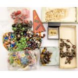 Vintage collection of glass bead necklaces, to include 1930's painted glass bead necklaces,