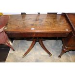 A George III mahogany fold over tea table, circa 1810,