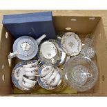 A Paragon china tea service, cut glass bowl and jars and covers,