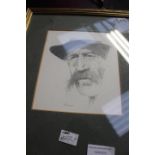 Ken Moroney (Contemporary), "Gentleman wearing a hat", pencil, signed, 16.5cm x 14cm.