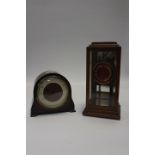 An oak cased and glass mantle clock with a Smiths mantle clock (2)