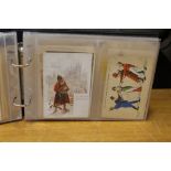 A collection of over 50 WW1 postcards including some real photographic portraits, cartoon/humour,