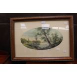20th Century oil on board woodland scene picture, gilt framed,