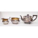An Edwardian silver plate EPNS three piece tea service - James Deakin & Sons,