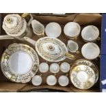 Royal Crown Derby "Green Derby Panel" part tea and coffee set, including teapot, coffee pot, cups,