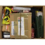 Quantity of railway accessories and spare parts including Kitmaster empty boxes along with a