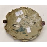 19th Century Japanese stoneware lily pad dish