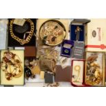 A collection of costume jewellery to include Monet gilt metal chain necklace,