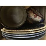 Assorted 19th century blue and white pottery a/f,