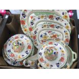 Masons Ironstone 'Bible' pattern dinner service, two vegetable dishes and covers,