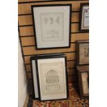 Collection of three 18th Century architectural engravings by Isaac Ware after Palladio,