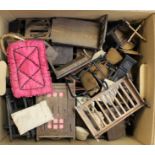 A quantity of various early 20th Century handmade dolls and house furniture (1 box)