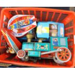 Tinplate Western loco, Masvdaya Japan, Red Eagle speed boat, Dreamland safety boat,