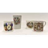 Three World War One Peace Treaty Commemorative mugs and a 1924 Empire Exhibition mug (4)