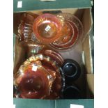 Collection of Carnival glass dishes and fruit bowls (1 box)