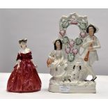 Royal Doulton Vivienne figure and flat back Staffordshire figure