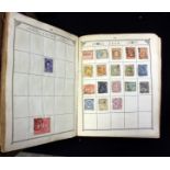 A collection of stamps in leather bound album, entitled: The Lincoln stamp a;bum,