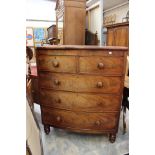 A Victorian mahogany bow fronted chest of drawers,