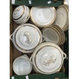 A Losol Ware dinner service in two boxes, tureens, bowls, graduated plate sizes,