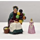 Royal Doulton china figure the Old Balloon seller and an unusual Royal Worcester figure (2)