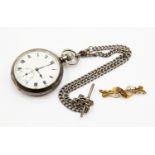 A silver open faced pocket watch,