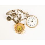 A ladies 9ct gold half hunter fob watch, converted to a wristwatch,