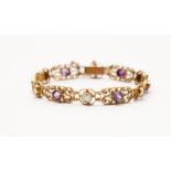 Gold bracelet with amethyst stones