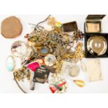Collection of costume jewellery, brooches, chains, rolled gold,