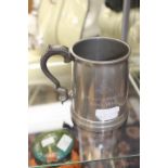 British Army Korean war interest: a pewter tankard with glass bottom inscribed "248 Light Battery