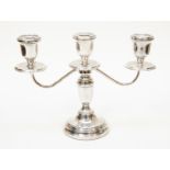 A silver three branch miniature candelabra, Birmingham, 1979 by E.S.