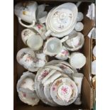 Royal Crown Derby "Posies" pattern part tea service; teapot, hot water pot, milks, cake plates,