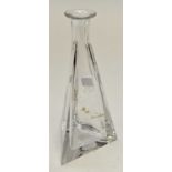 A Jasper Conran, lead crystal decanter of triangular form, no stopper,