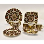 Royal Crown Derby 1128; coffee cans, twin handled mug,