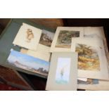 Collection of unframed 19th-century watercolours,
