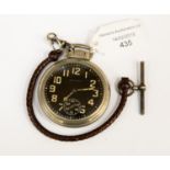 A Waltham Premier USA nickel silver gents watch with secondary dial, WWII period, black dial,
