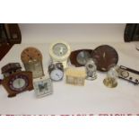 Two boxes of 20th Century mantle clocks withy modern ones,