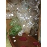 Mixed glass ware lot to include Webb cut glass decanters, another pair of decanters,