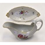A Meissen 19th Century sauce boat with KPM dish (af) (L1608)